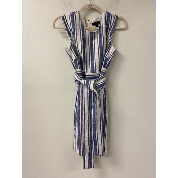J. Crew Dresses & Skirts - J Crew Blue White Cap Sleeve Short Dress w Tie Sz 00